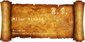 Miler Vitold névjegykártya